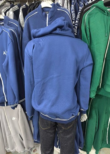 Nike Air Erkek Mavi Fermuarlı Sweatshirt - Görsel 5