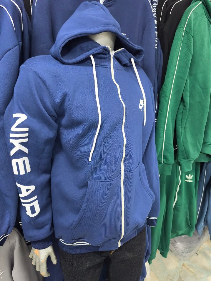 Nike Air Erkek Mavi Fermuarlı Sweatshirt - Görsel 3