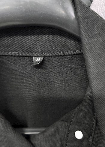 Siyah leopar Kadın Denim Ceket Düğmeli - Görsel 3