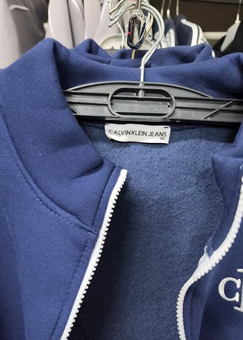 CK Uzun Kollu Mavi Fermuarlı Sweatshirt - Görsel 5