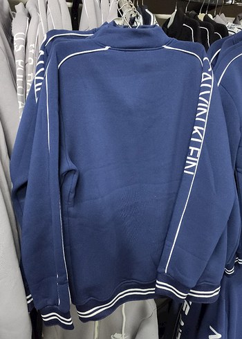 CK Uzun Kollu Mavi Fermuarlı Sweatshirt - Görsel 6