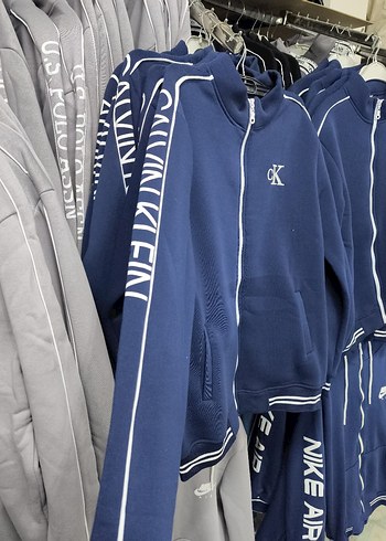 CK Uzun Kollu Mavi Fermuarlı Sweatshirt - Görsel 2