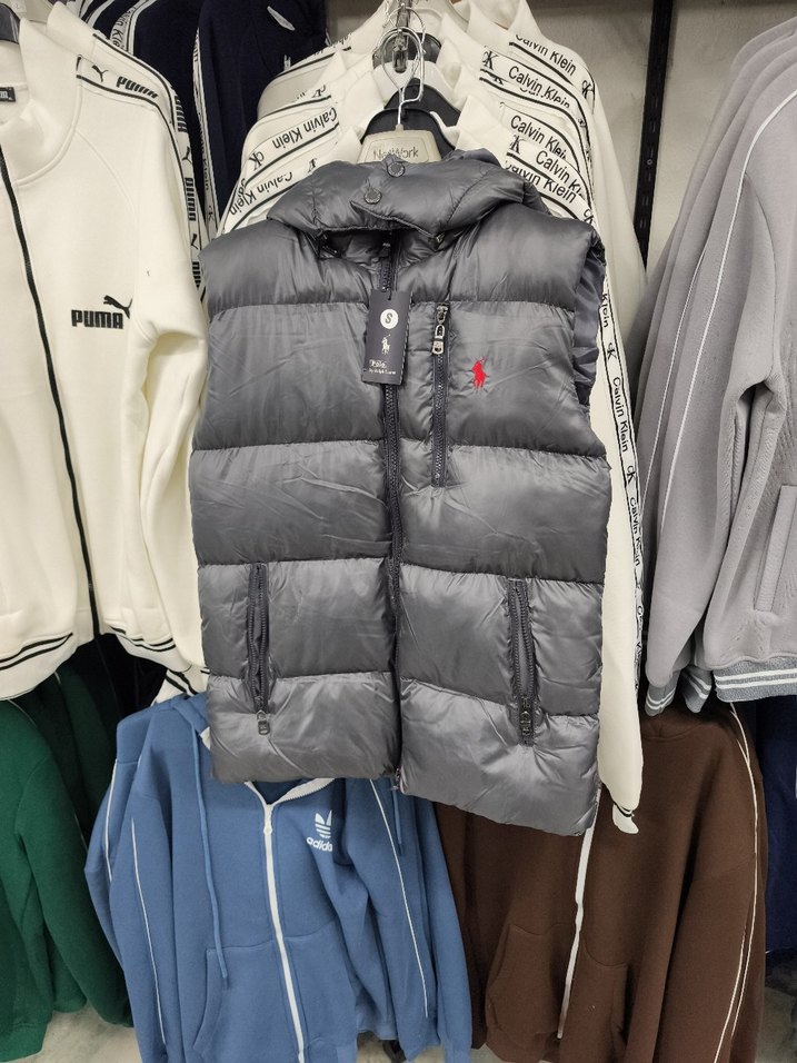 Gri Yüksek Yakalı Fermuarlı Erkek Yelek - Görsel 2