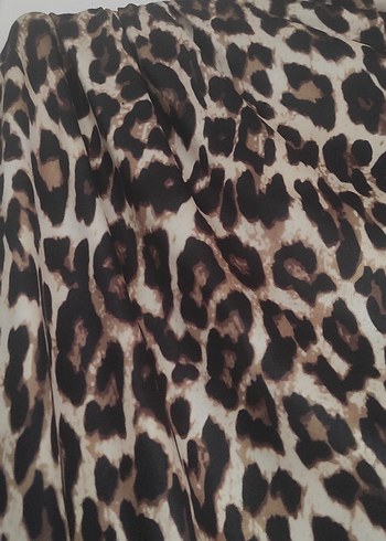 Kahverengi Leopar Desenli Uzun Elbise - Görsel 10