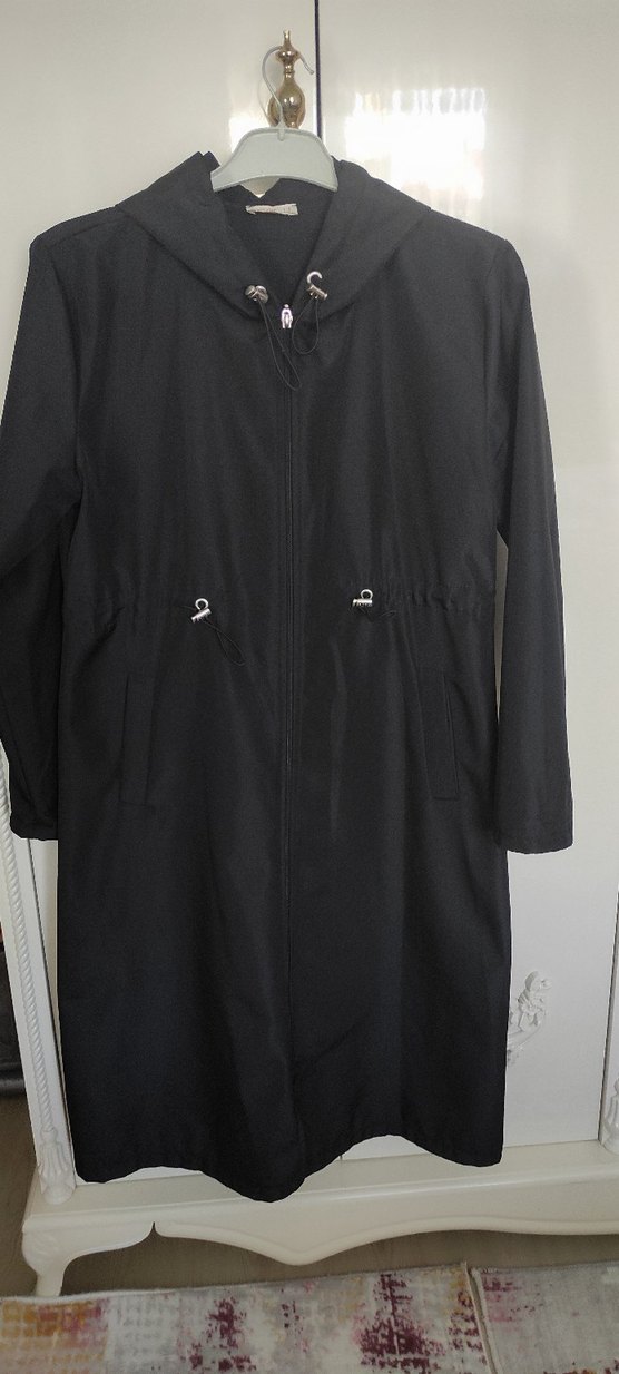 Siyah  Uzun  Trençkot - Görsel 3