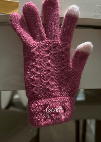 Kız Çocuk Örgü Pembe Eldiven - Görsel 2