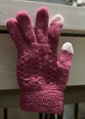 Kız Çocuk Örgü Pembe Eldiven - Görsel 3