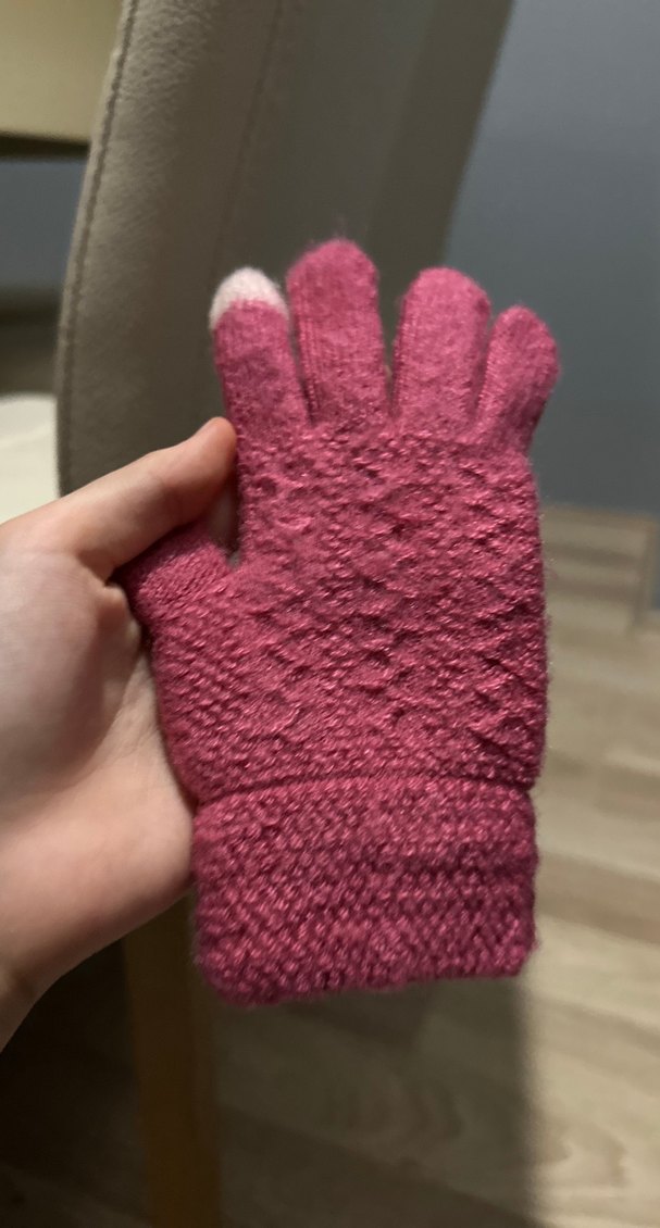 Kız Çocuk Örgü Pembe Eldiven - Görsel 4