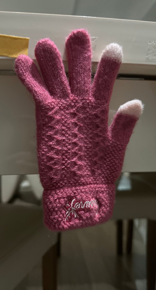 Kız Çocuk Örgü Pembe Eldiven - Görsel 2