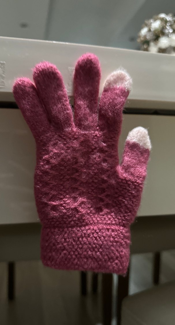 Kız Çocuk Örgü Pembe Eldiven - Görsel 3