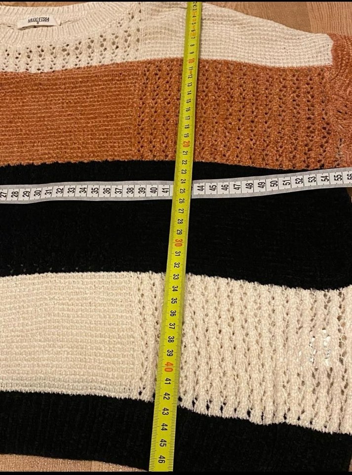 Bohem Tarz Çizgili Örgü Kadın Kazak - Görsel 2