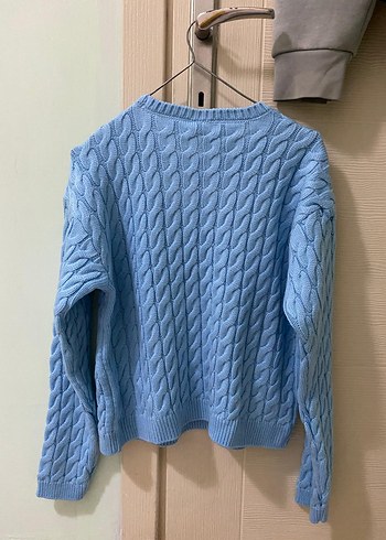 Mavi Örgü Kadın Kazak - Görsel 3