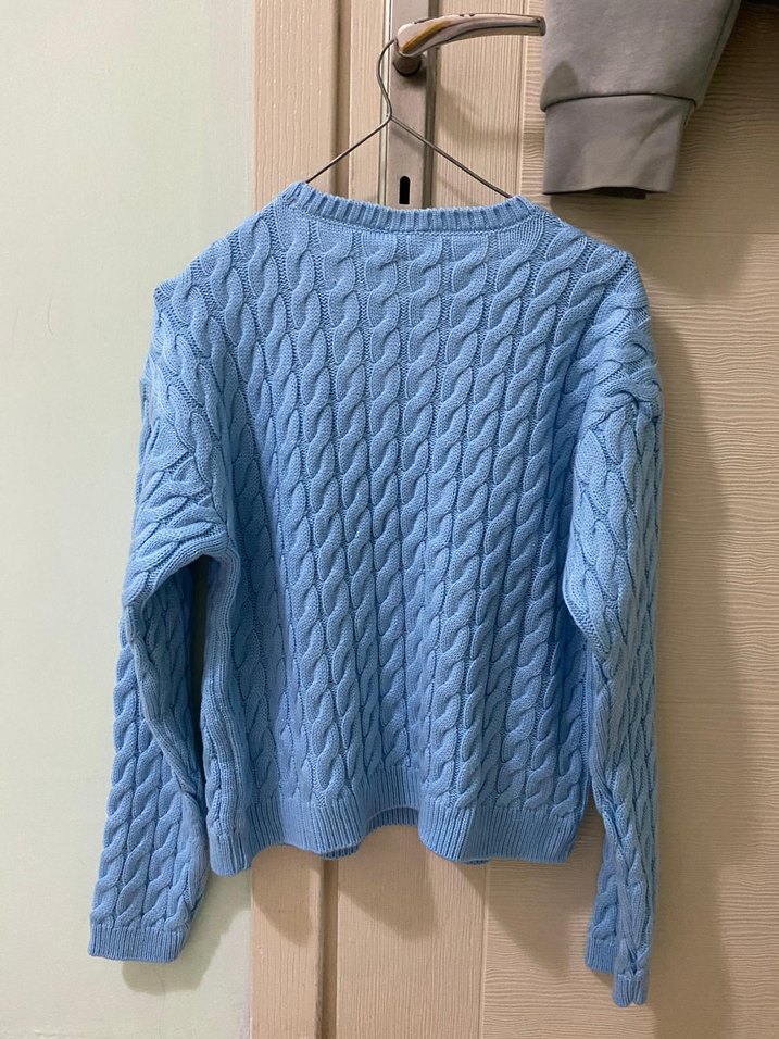 Mavi Örgü Kadın Kazak - Görsel 3