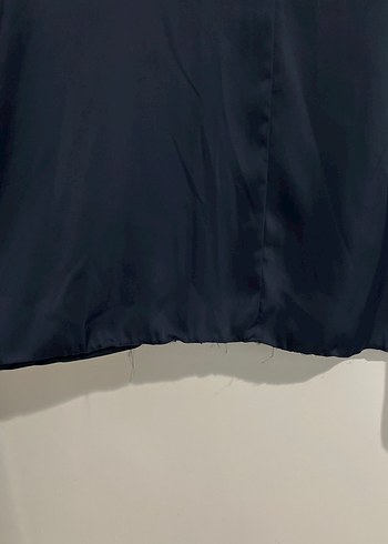 40 Beden Lacivert Saten Uzun Kollu Salaş Elbise