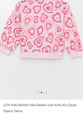 10 Yaş Beden pembe Renk Kız Çocuk Pembe Kalp Desenli Pijama
