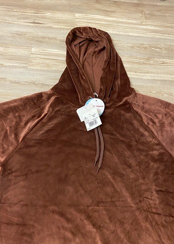 xs Beden kahverengi Renk Kapüşonlu Kahverengi Kadın Sweatshirt
