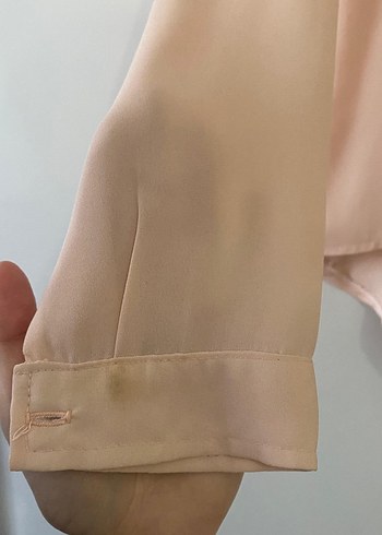 Bej Düğmeli Uzun Kollu Kadın Gömlek - Görsel 5