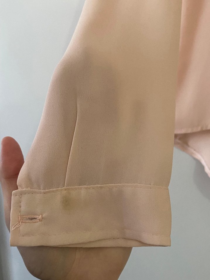 Bej Düğmeli Uzun Kollu Kadın Gömlek - Görsel 5