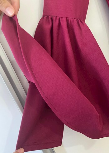 Bordo Uzun Kollu Salaş Kadın Elbise - Görsel 5