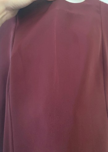 Bordo Uzun Kolsuz Drapeli Elbise - Görsel 7