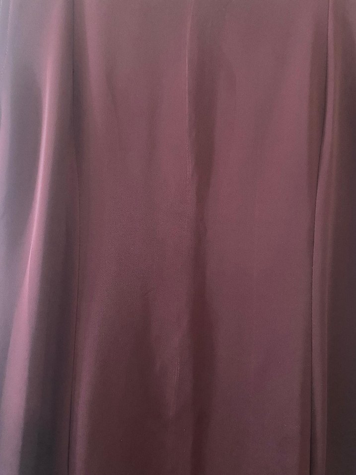 Bordo Uzun Kolsuz Drapeli Elbise - Görsel 5