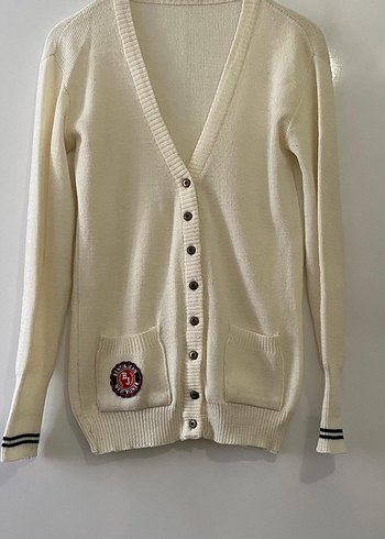 Düğmeli Beyaz Uzun Kollu Kadın Hırka - Görsel 2