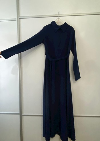 Lacivert Uzun Kollu Kadın Uzun Elbise - Görsel 11