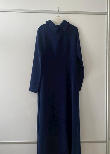 Lacivert Uzun Kollu Kadın Uzun Elbise - Görsel 3