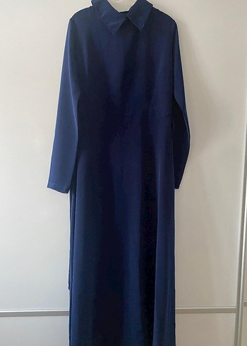 Lacivert Uzun Kollu Kadın Uzun Elbise - Görsel 5