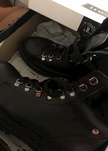 Siyah Deri Platform Topuklu Kürklü Kadın Bot - Görsel 2