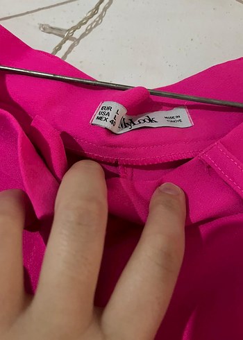 Pembe Düğmeli Salaş Midi Kadın Pantolon - Görsel 2