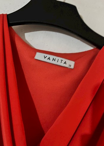 Kırmızı Kısa Kollu Mini Abiye Elbise - Görsel 2