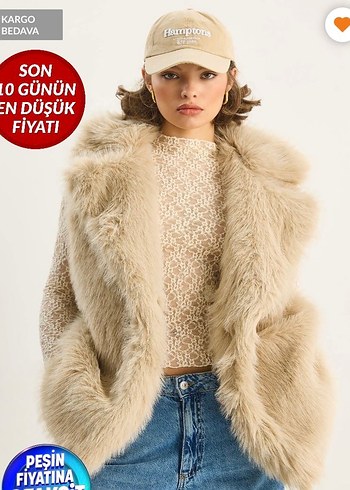 Bej Kürklü Oversize Yelek - Görsel 2