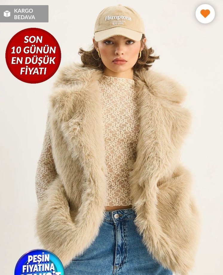 Bej Kürklü Oversize Yelek - Görsel 2