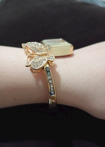 kelepçeli kelebek detaylı gold şık saat - Görsel 7