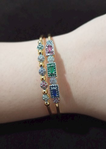 Renkli Taşlı Parlak Kadın Bileklik - Görsel 3