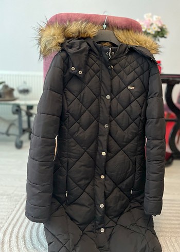 Kadın Siyah Uzun Kürklü Kış Montu - Görsel 2