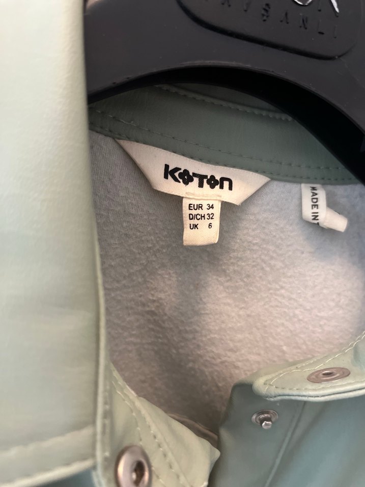 Düğmeli Haki Deri Kadın Ceket - Görsel 5