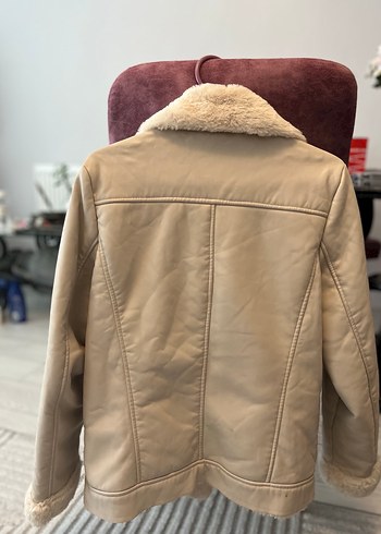 Kürk Detaylı Beyaz Deri Kadın Ceket - Görsel 3