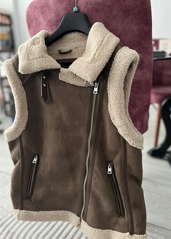 Kürklü Süet Kadın Yelek - Görsel 2