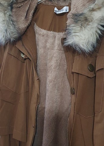 Kürk Detaylı Kadın Uzun Camel Parka - Görsel 2