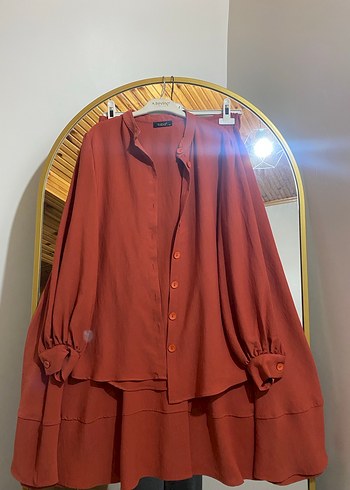 Zara Düğmeli Uzun Kollu Kahverengi Kadın Gömlek