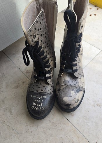 Dogo Gri Kamuflaj Desenli Kadın Deri Bot 37 - Görsel 3