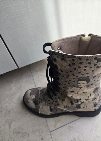Dogo Gri Kamuflaj Desenli Kadın Deri Bot 37 - Görsel 7