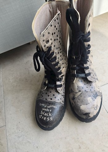 Dogo Gri Kamuflaj Desenli Kadın Deri Bot 37 - Görsel 2