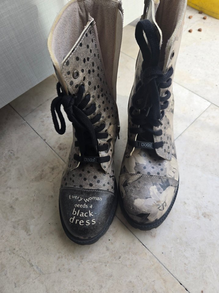 Dogo Gri Kamuflaj Desenli Kadın Deri Bot 37 - Görsel 3