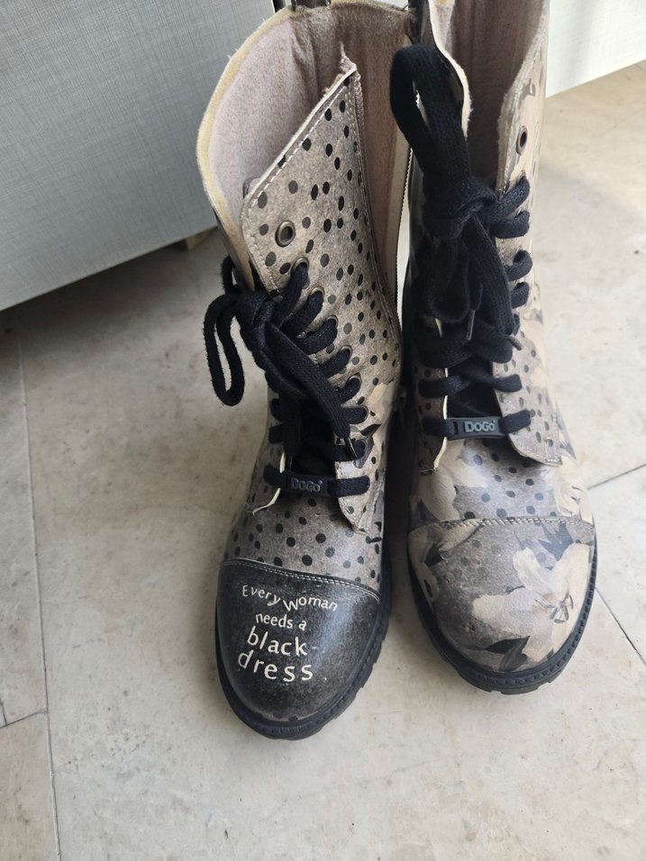 Dogo Gri Kamuflaj Desenli Kadın Deri Bot 37 - Görsel 2