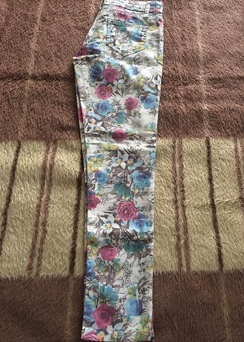 Çiçek Desenli Renkli Kadın Pantolon - Görsel 3