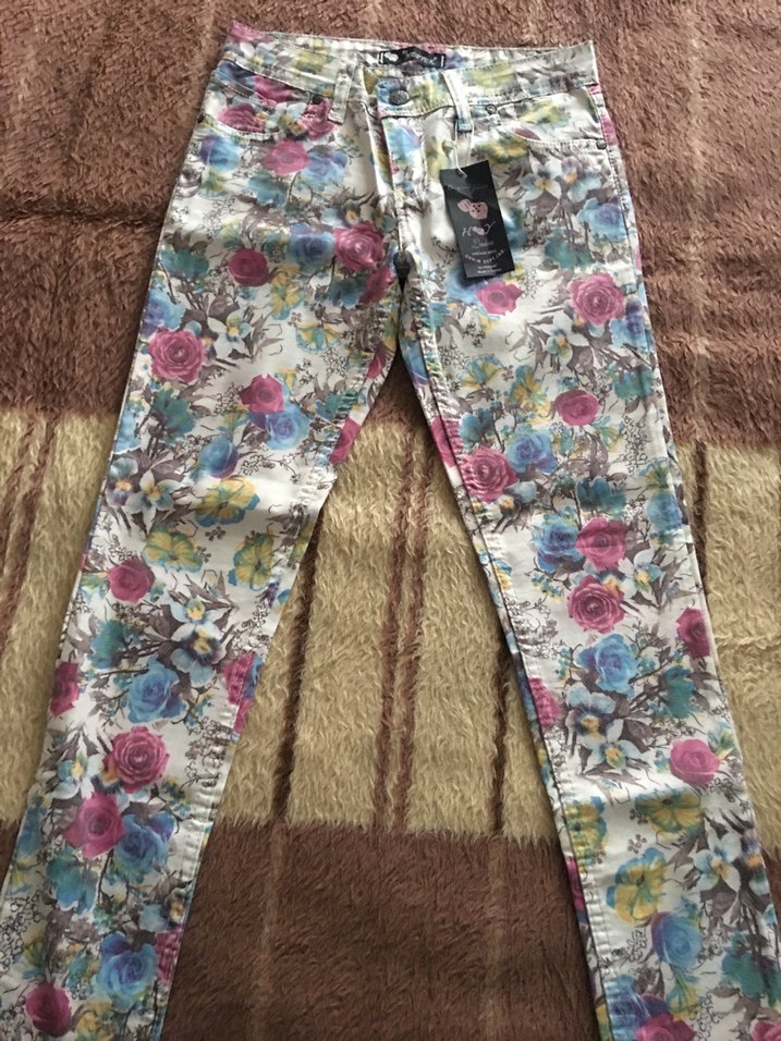 Çiçek Desenli Renkli Kadın Pantolon - Görsel 2