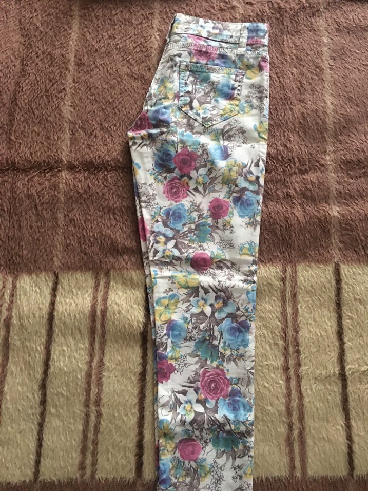 Çiçek Desenli Renkli Kadın Pantolon - Görsel 4